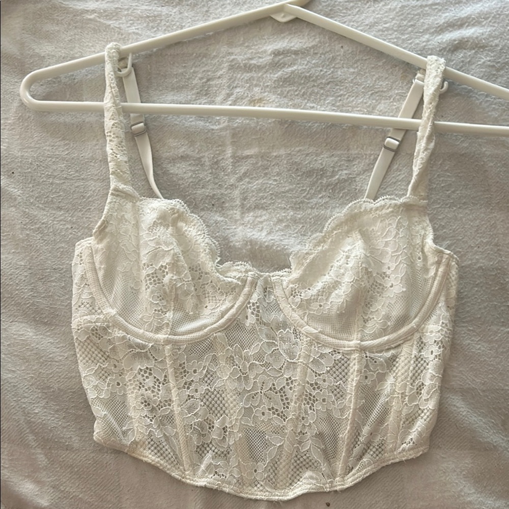 Elegant Lace Bustier Top - White